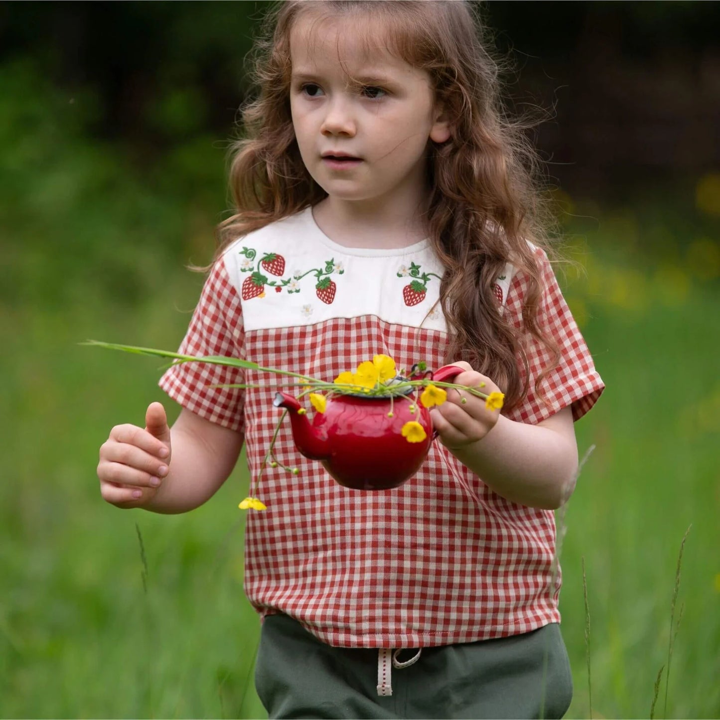 Bluzë Little Red Check me Mëngë të Shkurtra