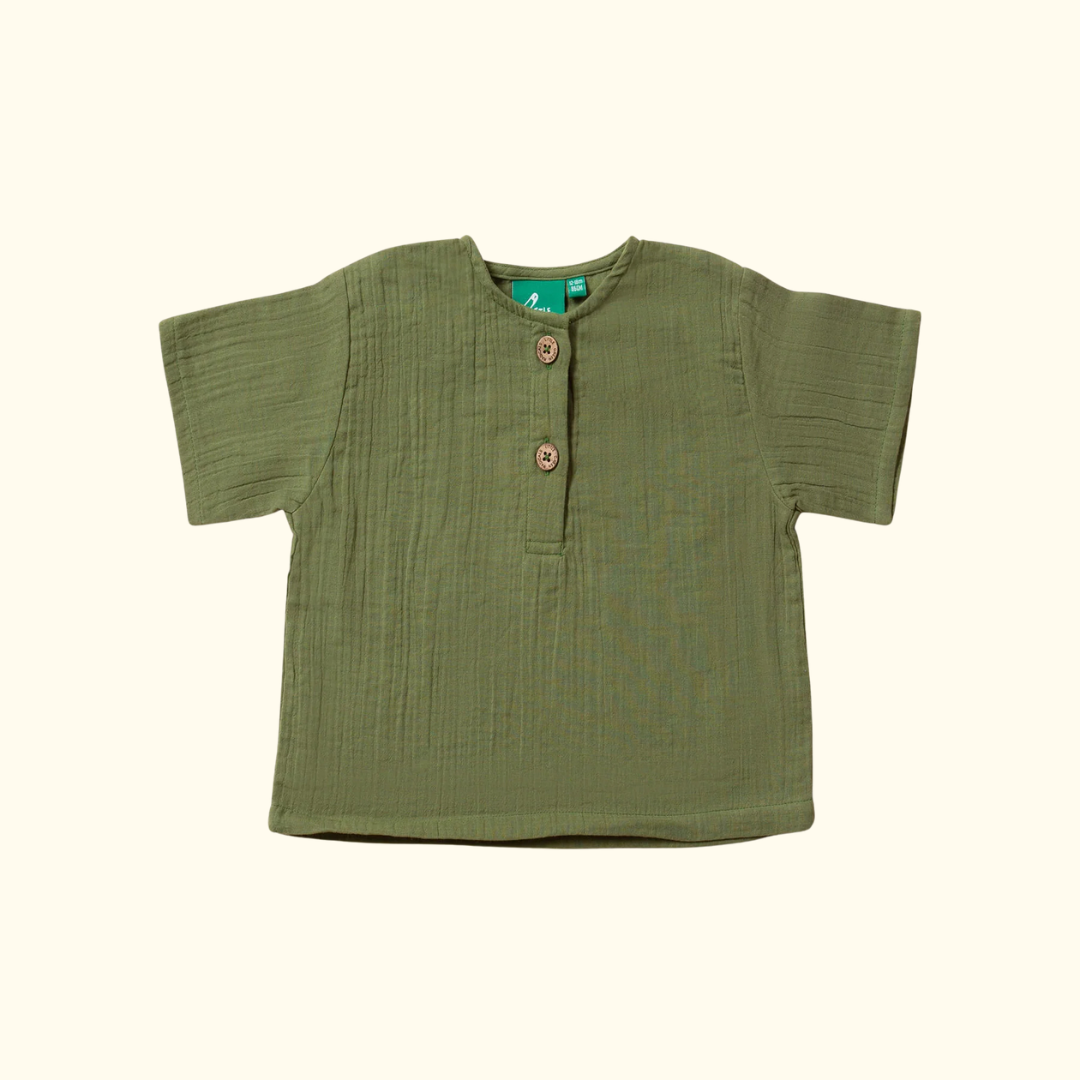 Bluzë Chive Green me Mëngë të Shkurtra