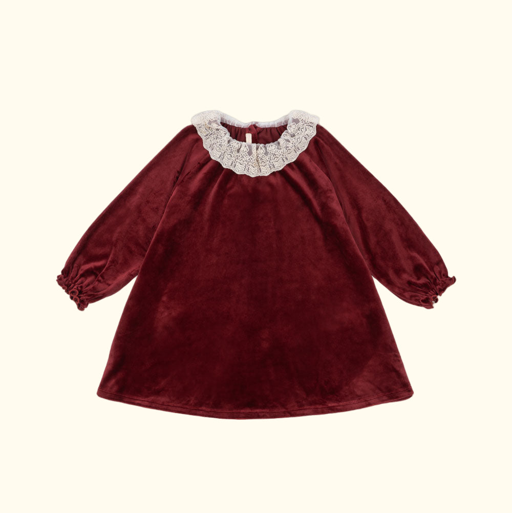 Fustan Venola Velvet i kuq