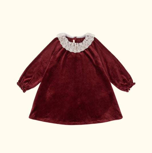 Fustan Venola Velvet i kuq